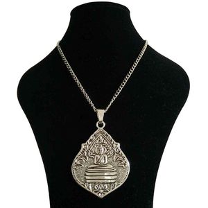Łańcuchy x duże streszczenie metal tajski medytacja Buddha Buddyjska wisiorek amulet na długim łańcuchu naszyjnik Lagenlook łańcuchy