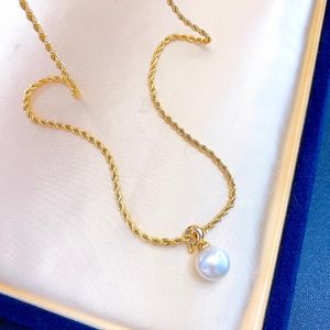 Collar De Perlas De Edison al por mayor-Collares colgantes de mm Edison Pearl Charm Collar Elegante Mujeres DIY Cadena Joya de regalo