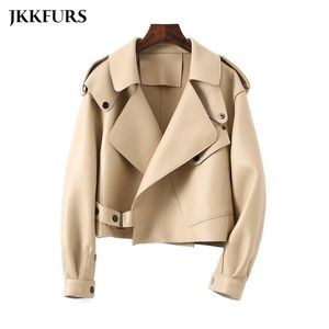 18 Colours Women's Genuine Leather Jacket Fashion Many Colors Leather Bomber Coat Lady Sheepskin Outerwear S7547 210908