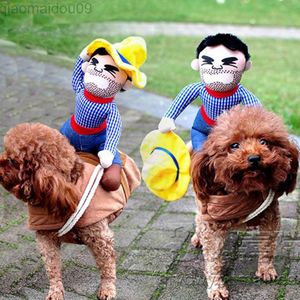 Dog Cosplay Come Halloween Riding Outfit Funny Dressing Up Props for Small Dogs Poodle Corgi Chihuahua Suit Pet Clothes L220810