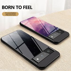 Slim Starry Sky Tempered Glass Cases For Google Pixel 7 Pro 7A 6A 8 6 5A 5 4 XL 3 Smooth Touch Hard Back Phone Cover