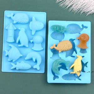 Baking Moulds Marine Animal Dolphin Penguin Chocolate Mold Ice Lattice Mold Food Grade Silicone Molds GCB14718