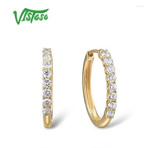 Orecchini a clip in oro giallo 14K autentico 585 con retro a vite per Lady Glamorous Elegant Sparkling Diamond Luxury Wedding Engagement Fine Jewelr