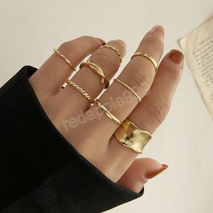 Moda Minimalista Anel Mulheres Liga de Metal Metal Aberto Ouro Banhado Geométrico Anéis Geométricos Set Party Wedding Presente Jóias