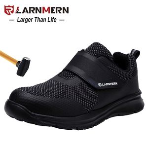 Larnmern Mens Safety Steel Stee Toe Construction أحذية واقية خفيفة الوزن ثلاثية الأبعاد حذاء رياضة حذاء رياضة للرجال Y200915