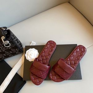 10A Mirror quality Luxuries Designers Summer Flat Slipper Sheepskin Diamond Lattice Women Designer Sandals Genuine Leather Shoes With Box CC01