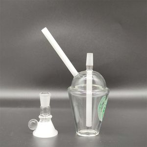 4.7inches White Starbucks Cup Glass bong Mini Water Pipes dap rig and Oil Rigs Glass Bongs Hookah Smoke