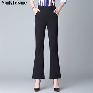 calça feminina Capris Flare calças para mulheres com cintura alta elástica slim calça inferior calça fêmea mais tamanho 210412