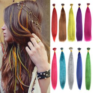 Wholesale feather extensions for hair for sale - Group buy Costume Accessories Colored Strands Synthetic Hair Extension Pieces False Rainbow Overhead Fake Coloring Feather for Hair