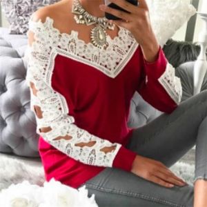 Women Casual Long Sleeve New Lace Blouses 2017 Autumn Winter Elegant Blusa Crochet Hollow Out Solid Shirts Tops Plus Size GV1028 q171122