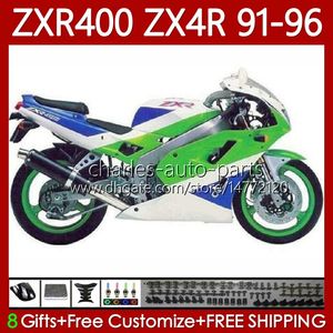 Corpi in ABS per KAWASAKI NINJA Verde blu bianco ZXR 400 CC 400CC 1991 1992 1993 1994 1995 1996 Carenatura 138No.58 ZX4R ZXR-400 Carrozzeria ZX 4R ZXR400 91 92 93 94 95 96 Kit carenatura