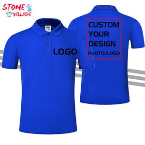 100 Polyester Fiber Polo Shirts Summer Custom Text Picture Solid Color Business Short Sleeve Lapel Diy Brand Men s Clothing 220722