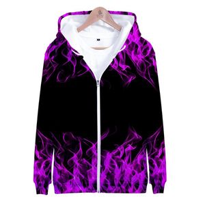 Men's Hoodies & Sweatshirts Winter Men Jackets And Coats Colorful Flame 3D Hoodie Women With Pocket Zipper Hooded Sweatshirt Outerwear Overs