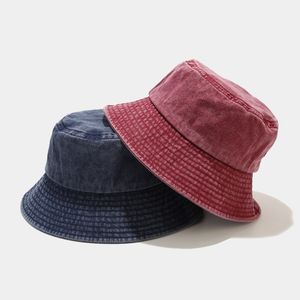 LDSLYJR Bawełna Solid Color Bucket Hat Moda Joker Outdoor Travel Sun Cap dla mężczyzn i kobiet 64
