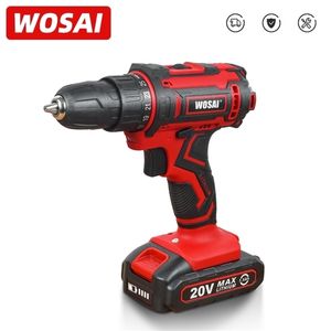 Wosai New 20V Ferrill sem fio Chave de fenda elétrica Mini Driver de alimentação sem fio DC Bateria de íons de lítio 3/8 polegadas 2 velocidade 4.8 201225