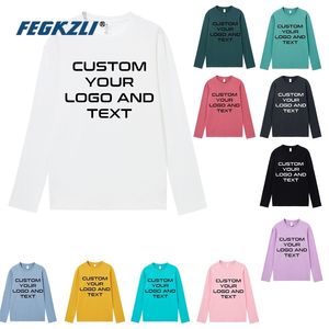 100 Cotton Custom Long Sleeve T -shirt gör din designtext män kvinnor skriva ut original av hög kvalitet gåvor tshirt 220614