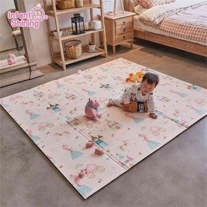 Infant Shining Baby Mat Kids Playmat Puzzle Carpet for Infant Foam 180x200x1cm Big Size Kids Play Mat Thick Baby Crawling Mat 210402