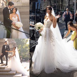 Beaded Wedding Dresses Sweetheart Neckline Bridal Gowns Appliqued Tulle Vestido De Novia