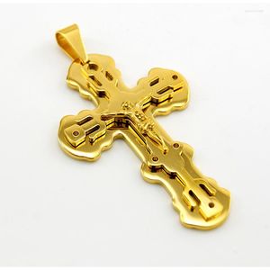 Pendant Necklaces Vintage Men's Stainless Steel Cross With Necklace Jewelry Jesus Gold Male NecklacesPendant