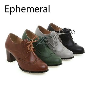 Damer High Heel Boots Laceup Cut Out Breattable Low Top Shoes Round Toe Pumpar Retro Mujer Zapatos Brown Green Black Grey 43 41 201103