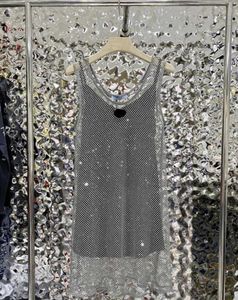 Marke Perlen Diamanten Kleid Ärmellose Glitter Ausgehöhlte Weste Party Mit Futter Runway Fashion TT123