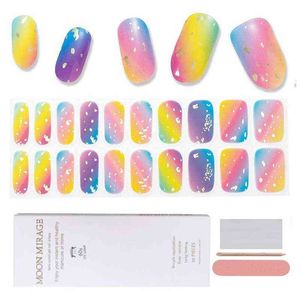 NXY Press On Nail Full Cover Stickers Gel Strip Semicured UV jaar Rainbow Manicure Art Set Korea Wrap Designer Accessoires Decal