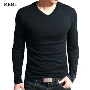 Elastische Herren T Shirt V-ausschnitt Langarm Männer T Shirt Für Männer Lycra Und Baumwolle T Shirts Mann Kleidung t-shirt Marke Tees 220714