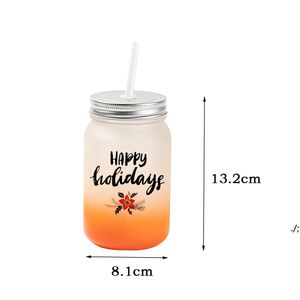 15oz 승화 손잡이 텀블러 그라디언트 프로스트 안경 손잡이 DIY 열전달 와인 텀블러 맥주 컵 8 컬러 머그 바이 BBE13557