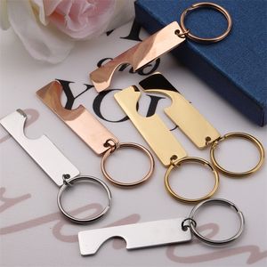 100% rostfritt stålpusselnyckelringsämnen för graveringsguld/rosguld/silverfärg metallspingelstopp Keychain Hög polerad 10Pair 220516