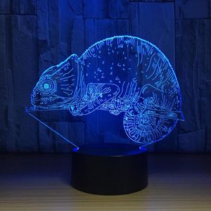 Luzes noturnas Chameleon 3D Lamp Lizard Table 7 cores LED Remote Touch Nightlight USB Lampara Baby Sleeping Indoor DecorNight