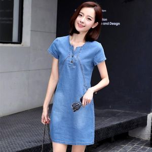 Casual Dresses Korean Plus Size Denim Dress for Women Summer With Button Pocket Sexy Mini Jeans XL XL BOODINERINLE