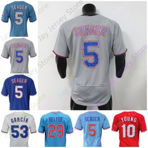 Corey Seager Jersey Michael Young Adrian Beltre Adolis Garcia White Blue Trzyd Red Grey Button Down