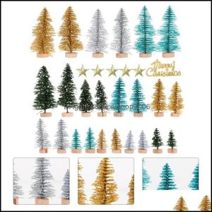 Decorações de Natal Festas Festivas Supplies Home Garden 49pcs Mini Tree Decor Desktop Adornment for Shop Drop Delivery 2021 lxtnw