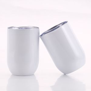 12oz Sublimação em branco caneca de vinho reta 304 aço inoxidável camada dupla camada de vácuo DIY copo de vinho