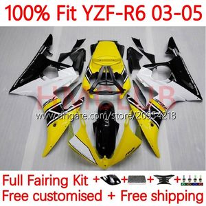 100% fit corpo OEM para Yamaha YZF-R6 YZF600 YZF R 6 600 CC 03-05 Bodywork 9no.17 YZF R6 600CC YZFR6 03 04 05 Cowling YZF-600 2003 2005 2005 Injecção Jogo Amarelo Black