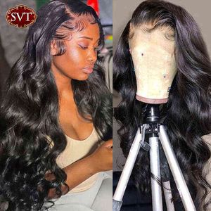 SVT Body Wave 13x4 Lace Front Wig Transparent Frontal PrePlucked With Baby Hair Peruvian 4x4 Closure Human 220609