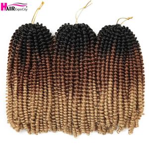 12 -tums Spring Twist Hair Afro Fluffy Synthetic flätor ombre virkningsförlängningar för kvinnor Wholesale Expo City 220610