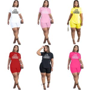 Plus Size Summer Women Tracksuits Solid T-shirt + Korta byxor Rippade Jogger Passar 2 st Sets Brev Skriv ut Outfits S-4XL Designer Kläder