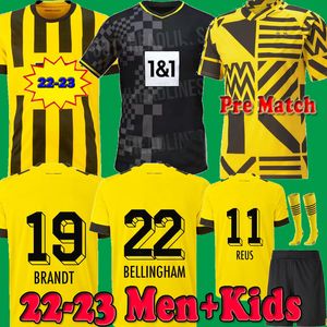 Football Matches venda por atacado-Jersey de futebol Adeyemi Camisa de futebol Reus Dortmund Neongelb Bellingham Hummels Brandt Men Kit Kit Socks Maillot de Foot Reyna Witsel Brandt