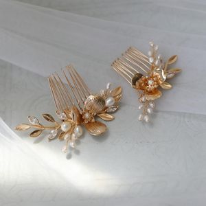 Hair Clips & Barrettes Delicate Freshwater Pearls Jewelry Bridal Pins Combs Gold Floral Wedding Accessories Vintage Women HeadpieceHair