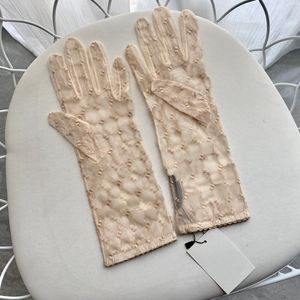 Glove Luxury Windproof Warm Top Quality Chic Letter Embroidery Lace Gloves Sunscreen Drive Mittens Women Long Mesh Glove With Gift Box