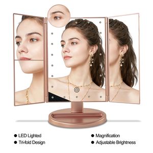 Makeup Mirror 3 Colors LED Light Vanity Touch Screen Flexible Magnifying Cosmetic USB Battery Use Tools 220509