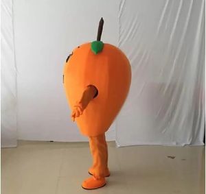 2022 Vendita in fabbrica Mascotte Tasty Orange Loquat Mascot Costume Personaggio dei cartoni animati Mascotte Green Leaves Brown Stipe Apparel