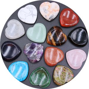 Healing Chakra Love Heart Pocket Palm Worry Crystal for Anxiety Reiki Balancing Rocks Gemstone Farmhouse Kitchen Home 40x40x9MM