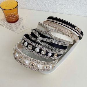 Licht Luxus Strass Kette Stirnband Frauen Mädchen Kopf Hoops Elegante Perle Kristall Haar Hoop Bling Kopfbedeckung Haar Zubehör