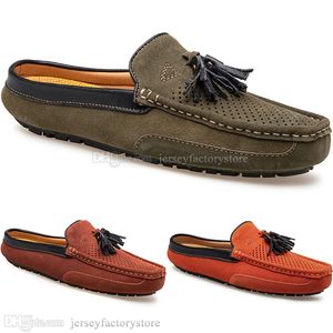 Primavera Verão Nova Moda Estilo Britânico Lona Mens Casual Pea Shoes chinelos Man Hundred Lazer Student Men Lazy Drive Overshoes Confortável Respirável 38-47 2155