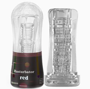 New Transparent Masturbator Cup For Men Flesh Vibrating Light Massager Vagina Real Female Pussy Adults Toys sexy Shop