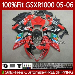 OEM MOTO Body For SUZUKI GSXR 1000 CC K5 GSX-R1000 2005 2006 Bodywork 122No.105 GSXR-1000 GSXR1000 1000CC 05 06 GSX R1000 05-06 Injection Mold Fairings Kit red jomo stock