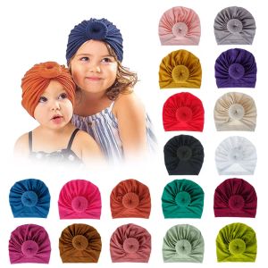 Baby Turban Bonnet Soild Color Cotton Top Top Nó