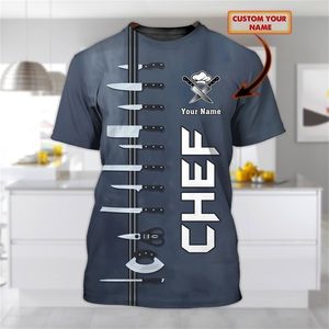 Mode T-shirt Anpassad namn Master Chef 3D Printing Mens Summer Short Sleeve Unisex Casual Sports T-shirt DW19 220513